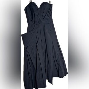 Vintage Marc by Marc Jacobs Strapless Cotton Dress | Black Draped Bustier Midi